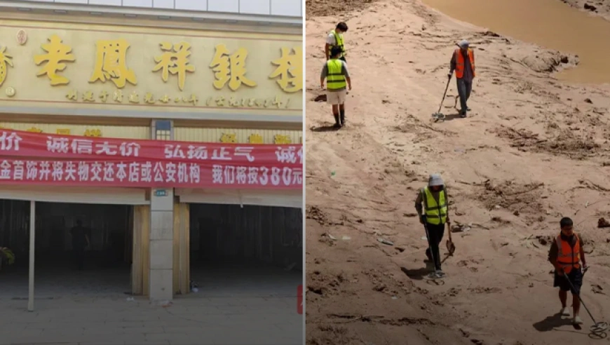 陕西金店遭洪水袭击上千万元金银首饰被冲走打捞队两天仅找回少量