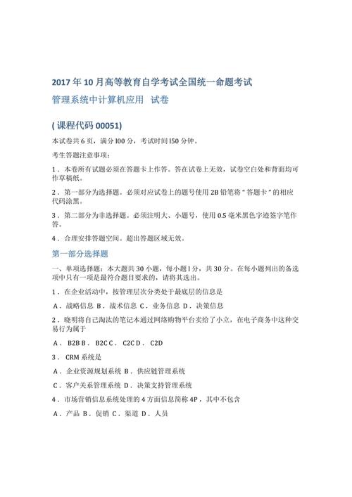 2013年全国高等教育自学考试管理系统计算机应用试题解析：备考指南与注意事项