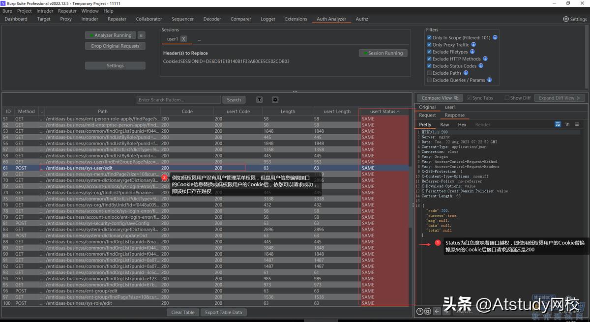 接口越权测试_Burp Suite Auth Analyzer插件_网站用burpsuite抓不到包